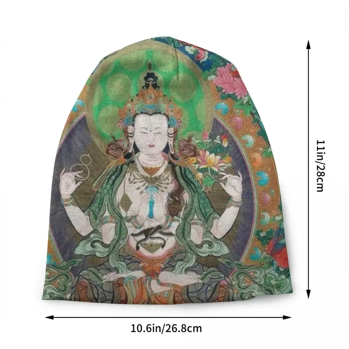 Buddhist Thangka Art Bonnet Hat Knit Hat Men Women Fashion Unisex Buddha Buddhism Mystical Meditation Warm Winter Beanies Cap