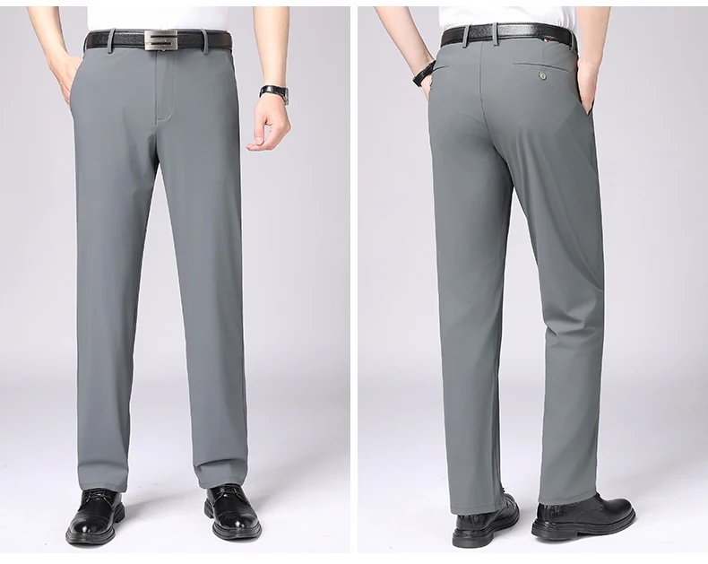 Sommer Herren Elastische Gerade Hosen Frühling Herbst Business Casual Lange Anzughosen Herren Formelle Hosen Einfarbige Anzughosen – Detail 11