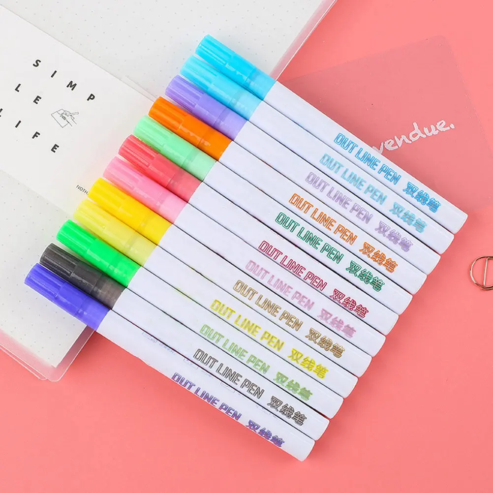 

1Set Color Drawing Pens Water-Based Ink Fast Dry Smooth Writing Bright Fade-Resistant Plastic Markers for DIY Greeting Cards Art