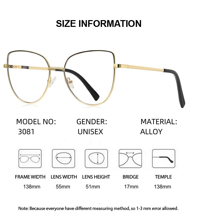 ELECCION Prescription Glasses Presbyopia Myopia Women Cat Eye Eyewear Reading Glasses Frame Customizable   Anti-Blue Light