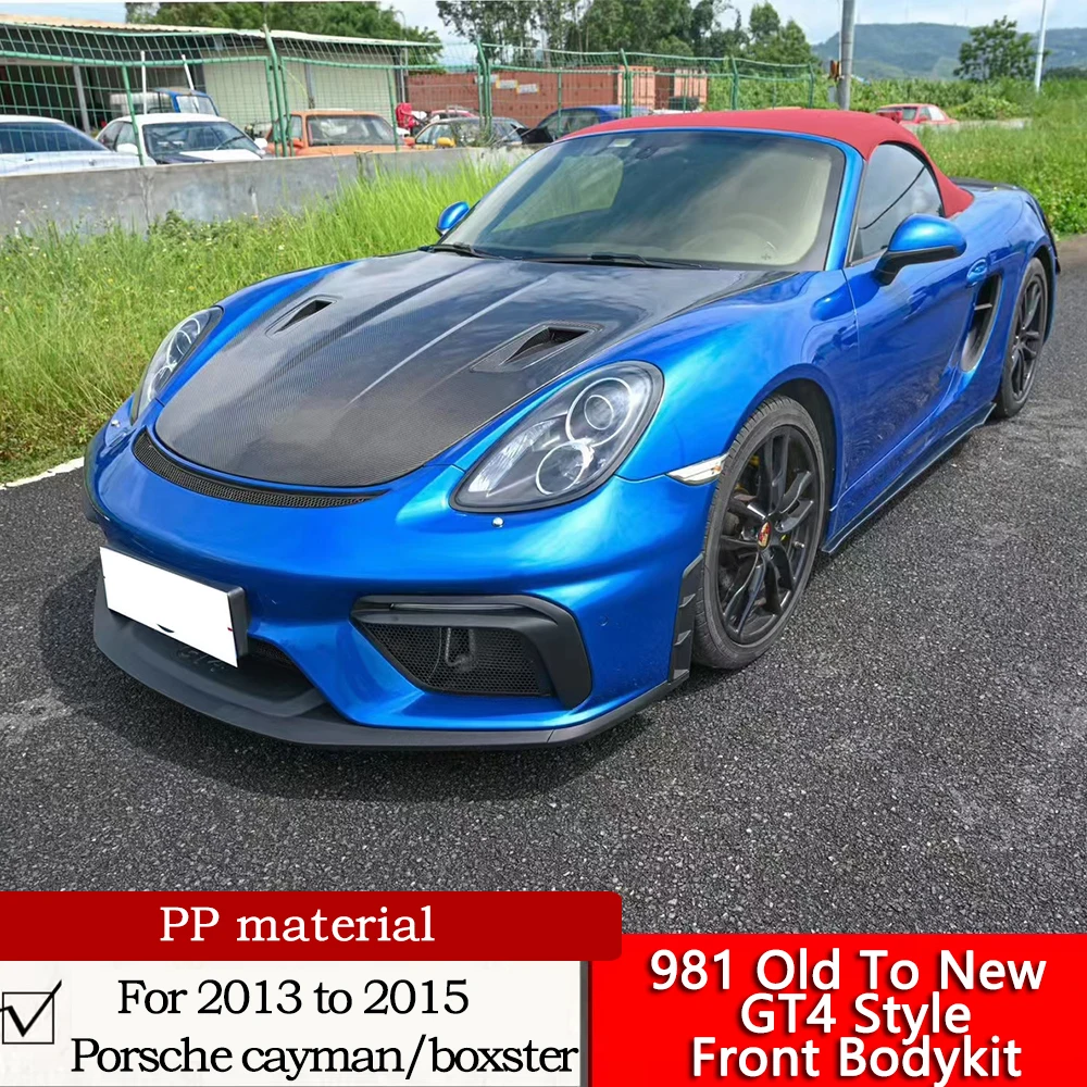 

981 Old To New GT4 Front Bodykit For 2013 to 2015 Porsche cayman/boxster Modification Primer PP Material To 718 Front Bumper