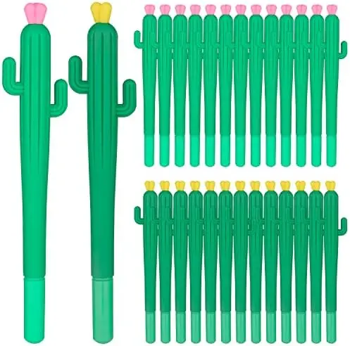 20 Pieces Cactus Gel Pens Cute Black Ink Cactus Writing Pens 0.38 Mm Fine Point Cacti Rollerball Pens Party School Supplies