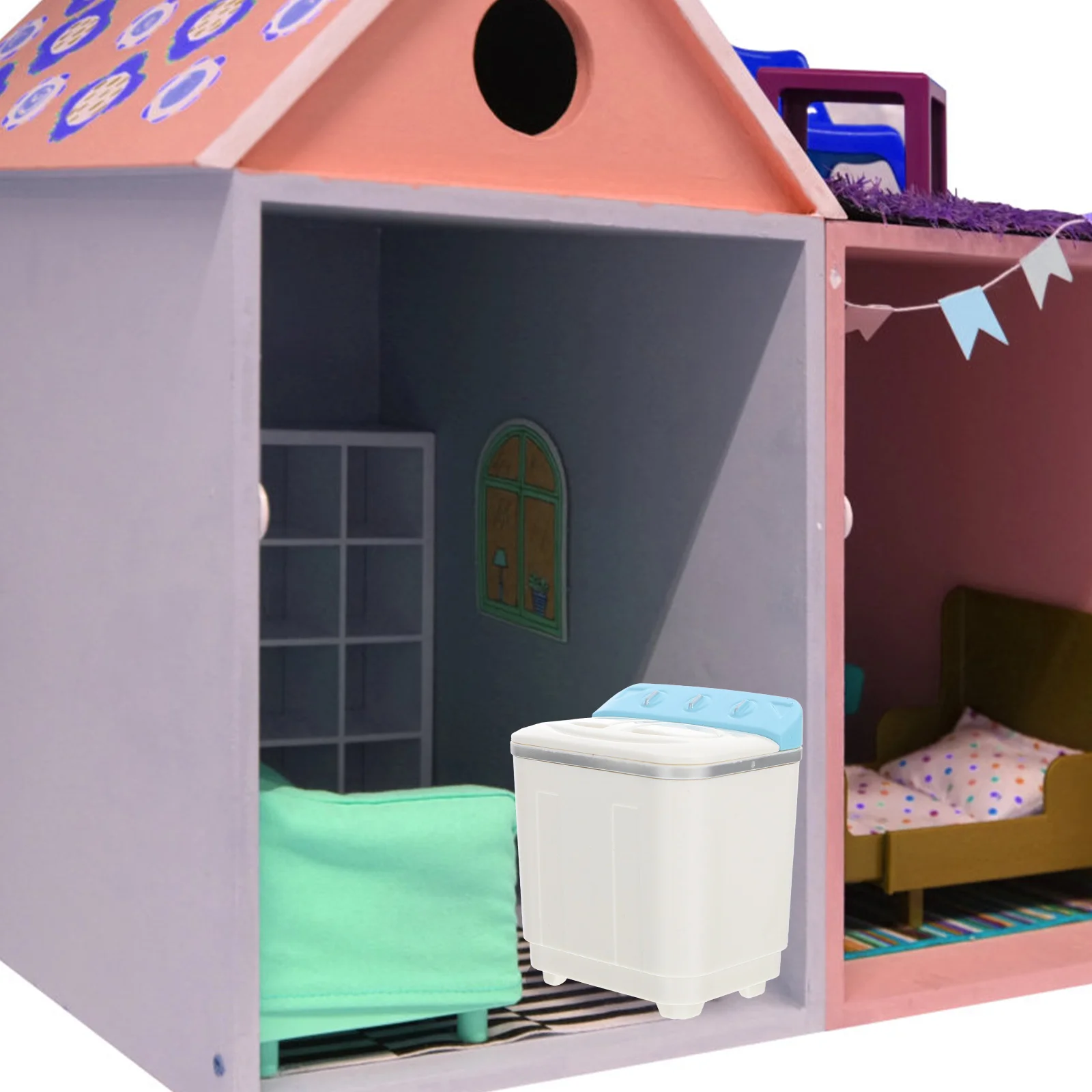 Machine à laver blanche pour enfants, jouets pour enfants, simulation de lavage, micro scène de jeu, tout match, cadeau