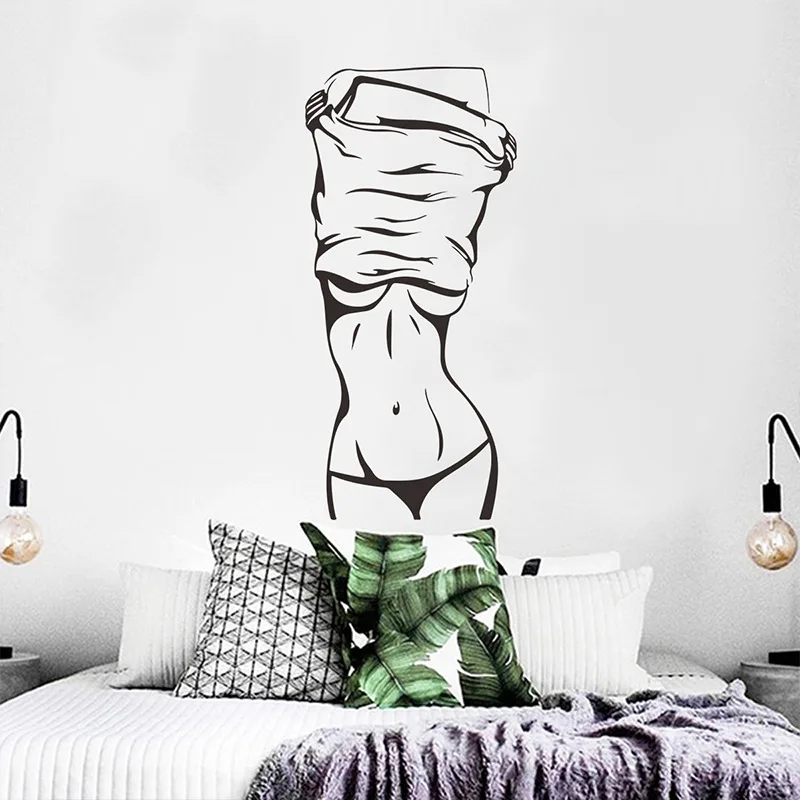 Sexy Girl Wall Sticker Self Adhesive Vinyl Wallpaper For Living Room Bed Decoration Mural Art Decals Fitness Stickers Home Decor