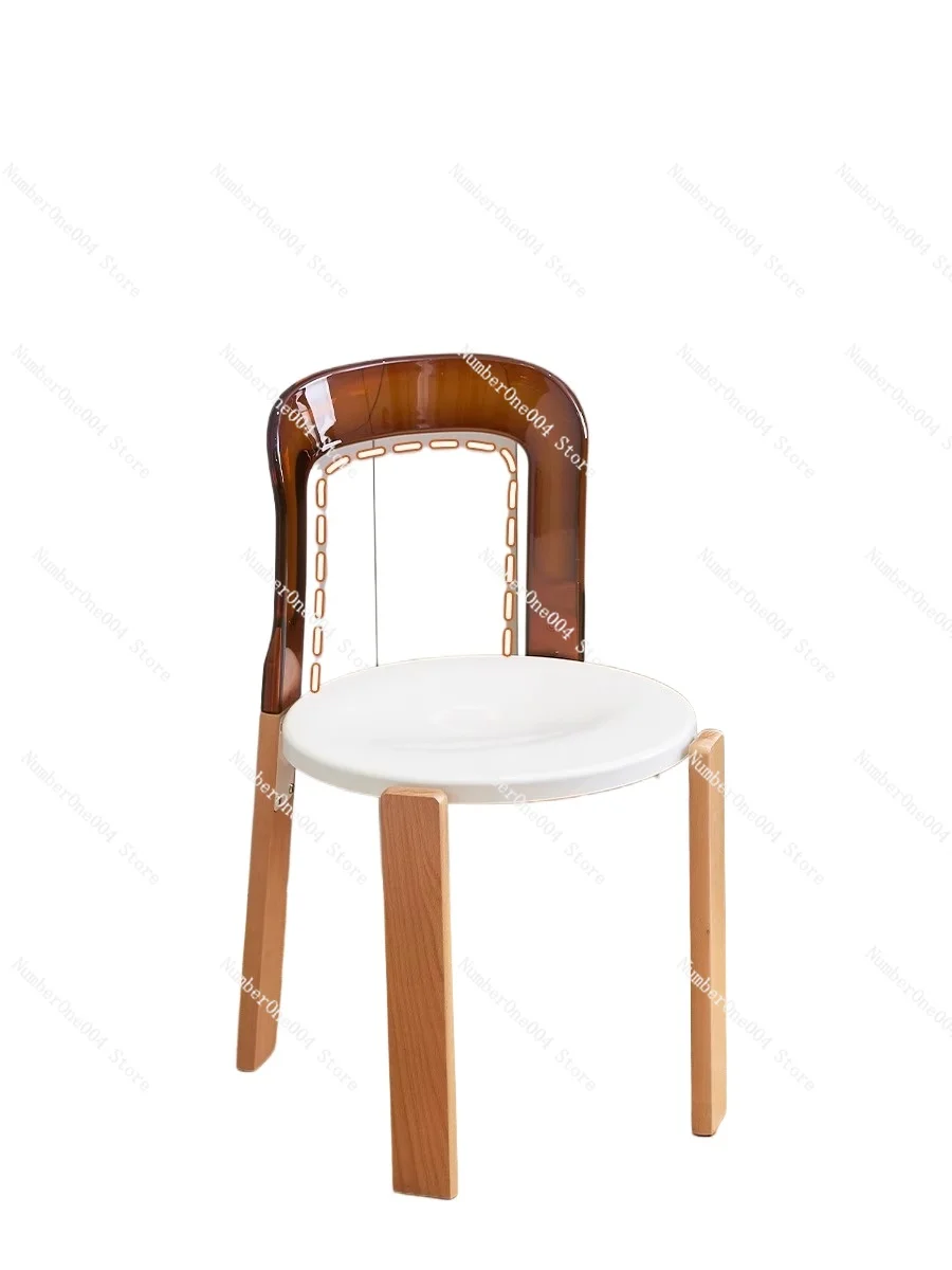 

Applicable to Wooden dining chair Acrylic medieval simple family dining table and chair designer backed cafe lounge chair