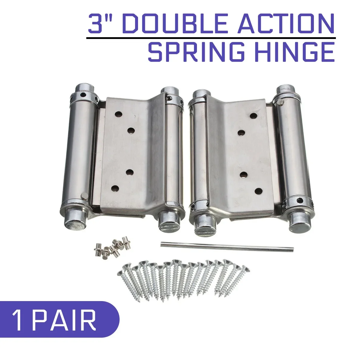 2Pcs 3 Inch Double Action Spring Hinge Cafe Saloon Door Swing Door Stainless Steel Hinge Suitable Door Thickness: 2.5-3.5cm