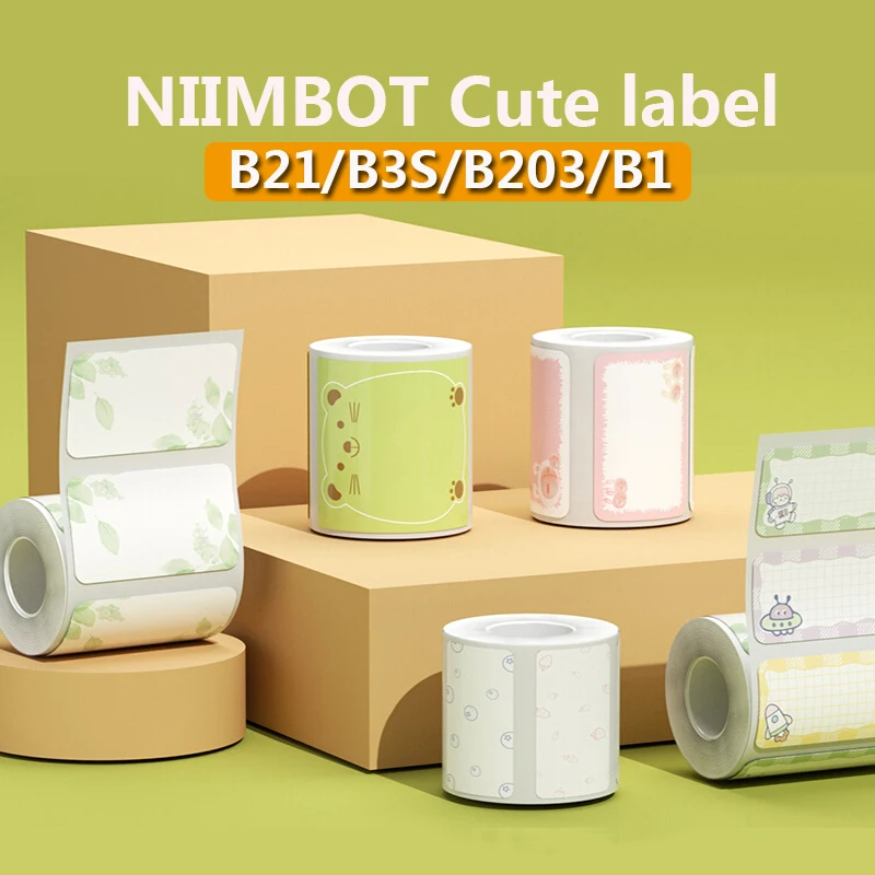 Niimbot Paper for B21/B3S/B203/B1 Supplies Fancy Color White Label Sticker Print Paper Roll For Tear-proof Water / Oil-proof