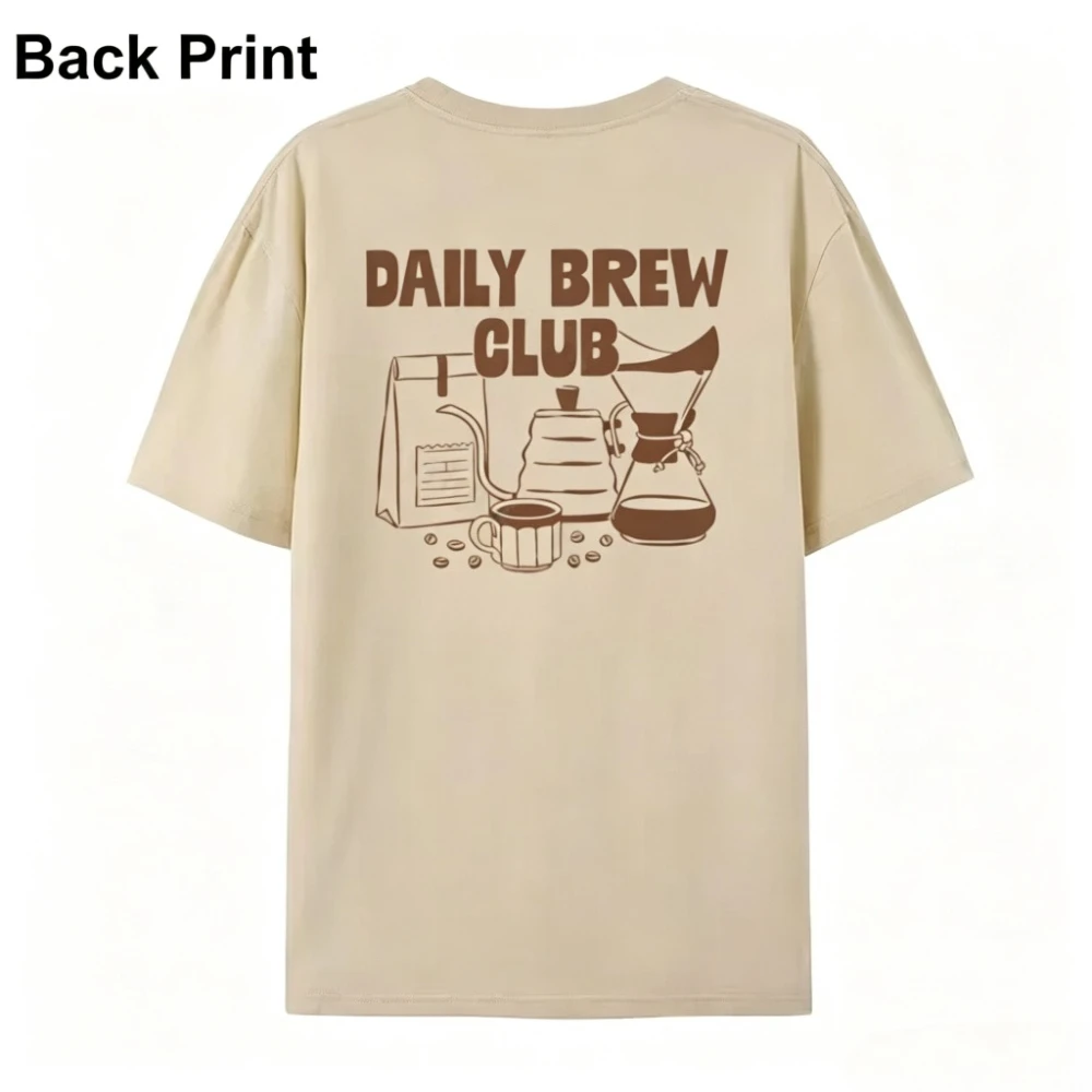 Daily Brew Club Letter Print T-Shirt Vintage Barista Graphic Tees Retro Style Women Men Shirt Oversized Aesthetic Streetwear