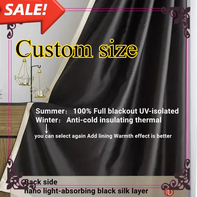 

100% Full Blackout Curtains for Living Room Curtains for Bedroom Hall Window Bathroom Drapes Thermal Insulation Anti-cold Set