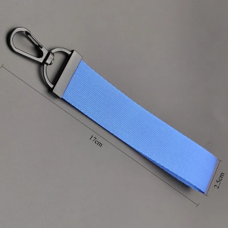 Custom LOGO Keychain Blank Solid Color Ribbon Personalize Text Bookbag Webbing Pendant Motorcycle Keyring Weave Short Lanyard view 2