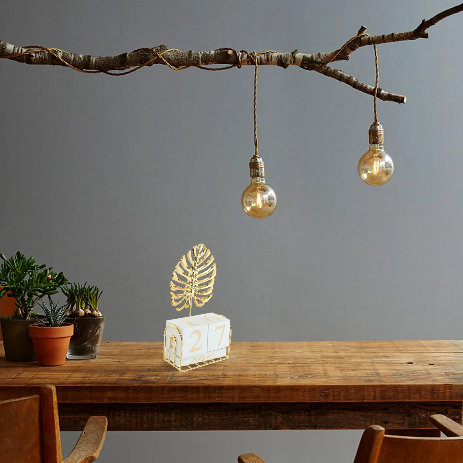 Date Sign for Desk Calendar Square Desktop Office Reusable Vintage