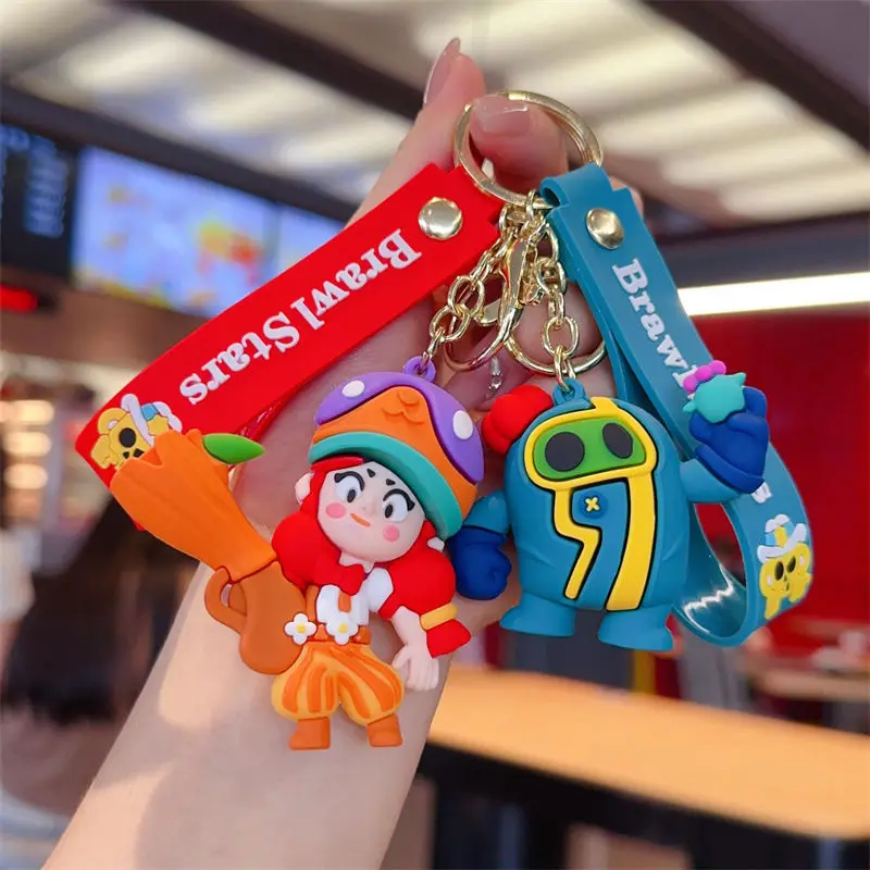 New Brawl Stars Generation 1-3 Creative Wilderness Battle 3d Stitch Key Keychain Cute Nita Jie Xibeiya Car Keychain Pendan Doll