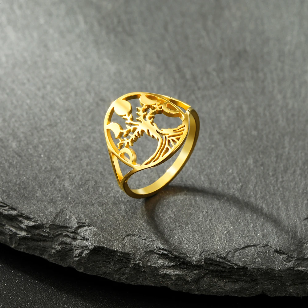Dawapara Mondphase und Baum des Lebens Frauen Ring Mond göttin Symbol Wicca Glück Amulett Edelstahl heidnischen Schmuck – Detail 12