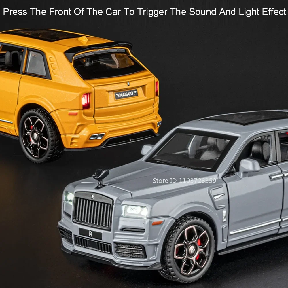 Schaal 1:36 Rolls-royce Cullinan M3 Model Speelgoedauto's Legering Diecast Geluid Licht Deuren Geopend Pull Back Mini Voertuig Ornament Modellen