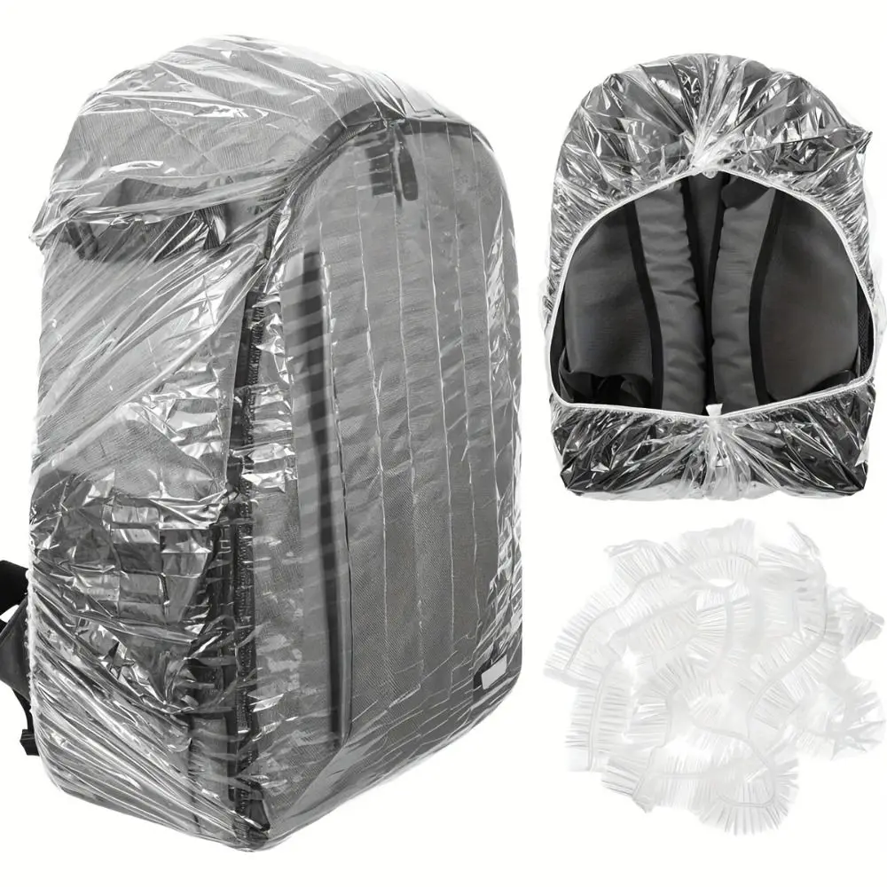 30Pcs Disposable Backpack Rain Cover Dust-proof 90/110cm Backpack Protective Sleeve Foldable Compact Transparent Backpack Cover