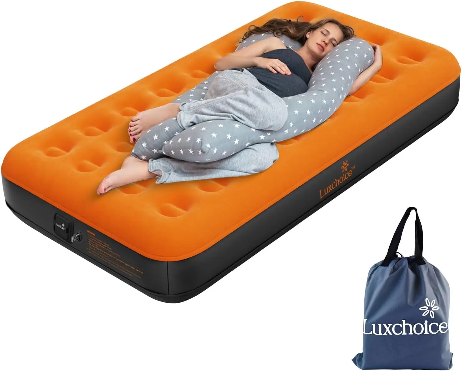 

Twin Air Mattress with Built-in Rechargeable Pump, 9'' Inflatable for Camping, Travel, Home Guest Bed