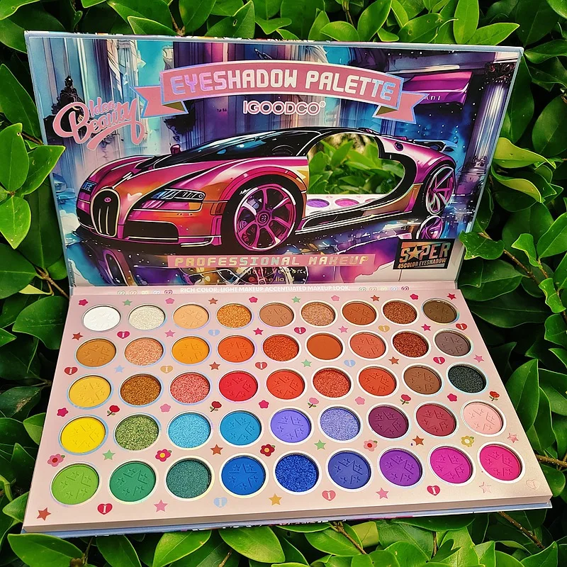 Paleta de Sombras Matte para Rosto e Olhos, Cool Sports Car Patterns, Glitter Blush, Pigmento de Sombra, Maquiagem Profissional, 45 Cores