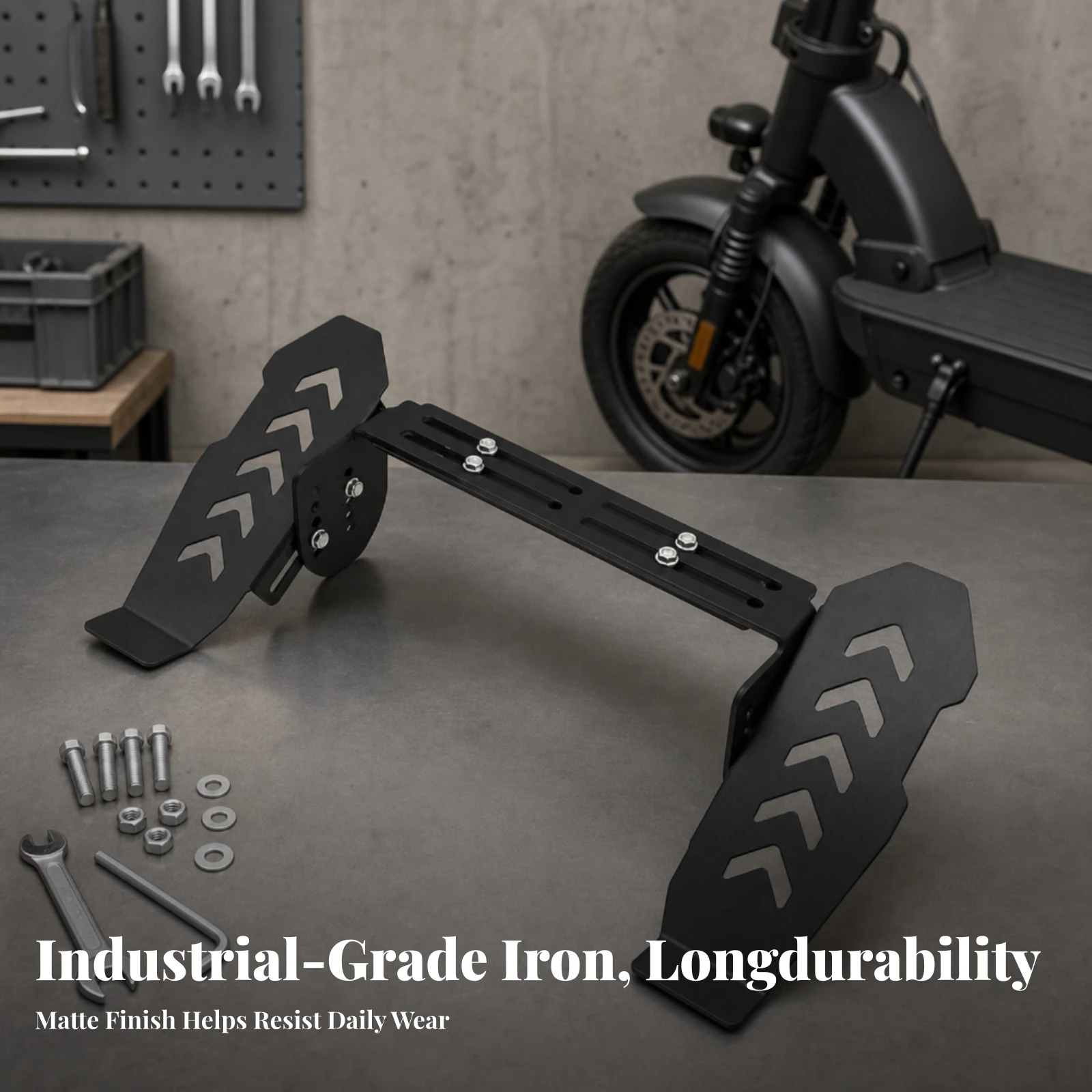 Electric Vehicle Foot Pedal Sturdy Pedal with Telescopic Support Bracket Footrest with Anti-Slip Plates Easy to Install