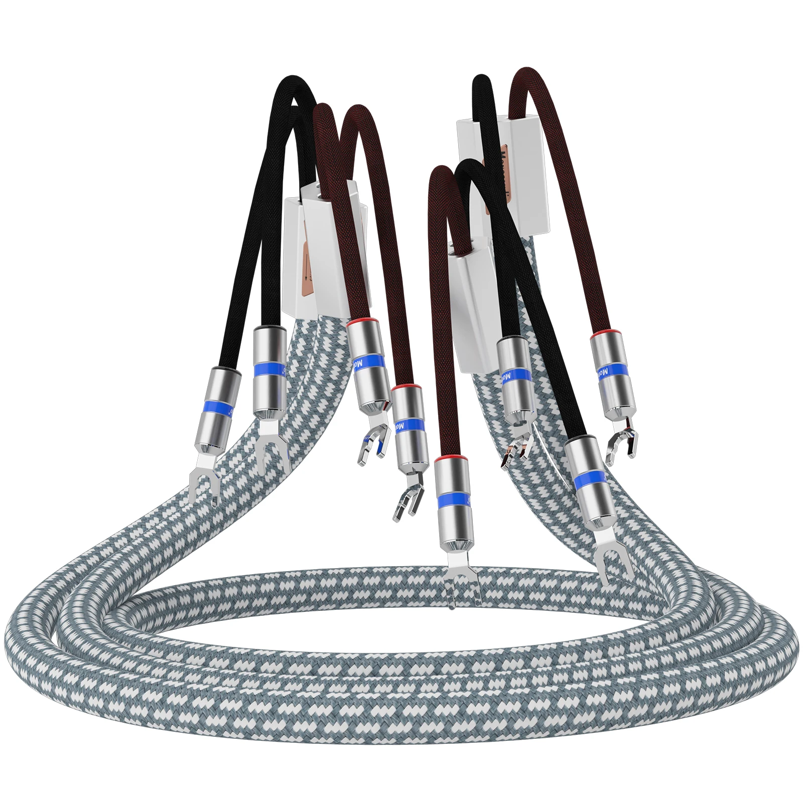 Monosaudio S802S6R OFC Kabel Speaker Fidelity Lapis Perak dengan Steker Sekop Tembaga Murni HIFI Audiophile untuk Bioskop Rumah HiFi