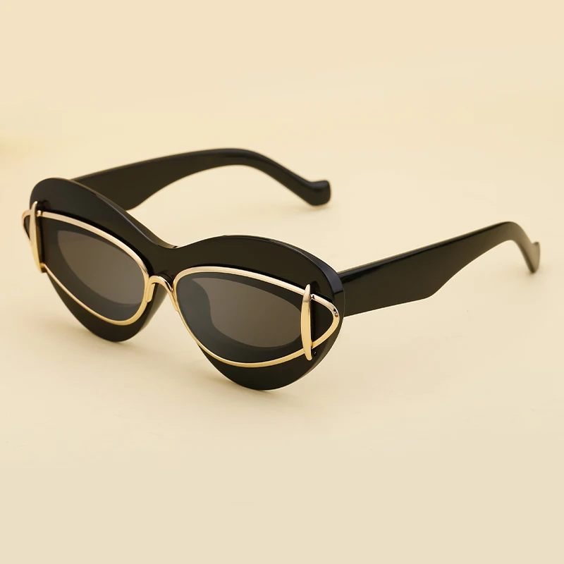 Modische Sexy Cat-Eye Sonnenbrille für Damen 2026 – Luxuriöses Markendesign, neue Doppelrahmen-Sonnenbrille für Damen, Cateye Shades Eyewear – Detail 5