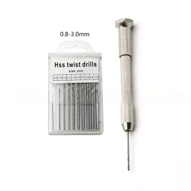 Hole Open Single Head Hand Twisted Drill Handl Small Tool Set DIY Hole Punching Art Play Amber Walnut Manual New 10pc