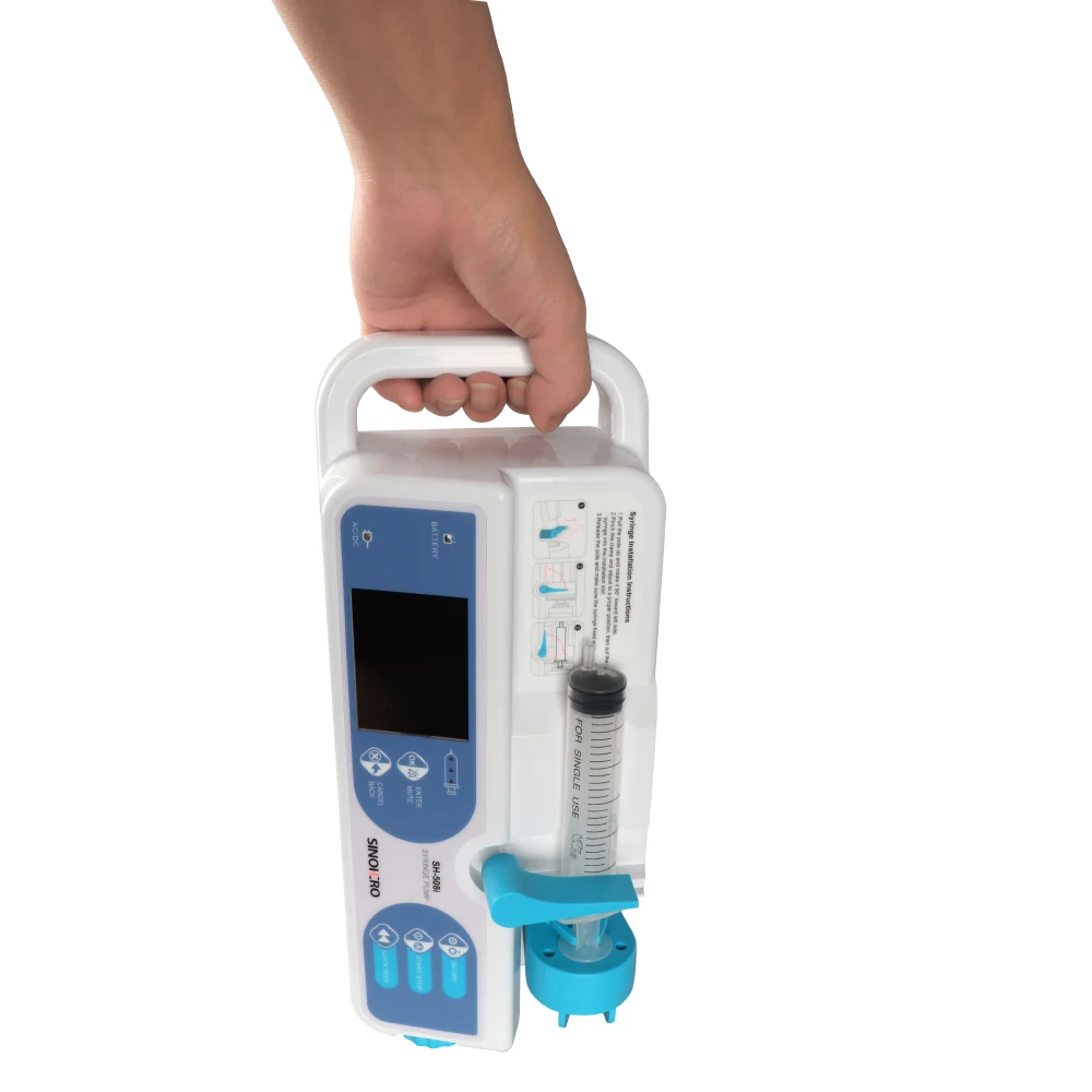 SINOHERO-Bomba de seringa para humanos, canal único, alarme em tempo real, infusão médica elétrica, display LCD, SH-508i