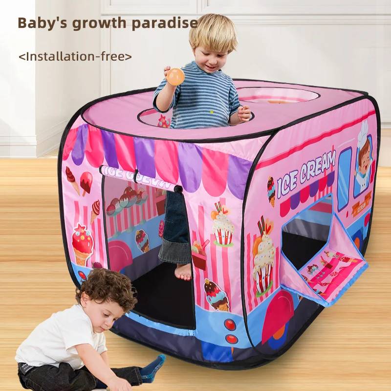 Outdoor and indoor toy children's tents can store and install ice cream truck models