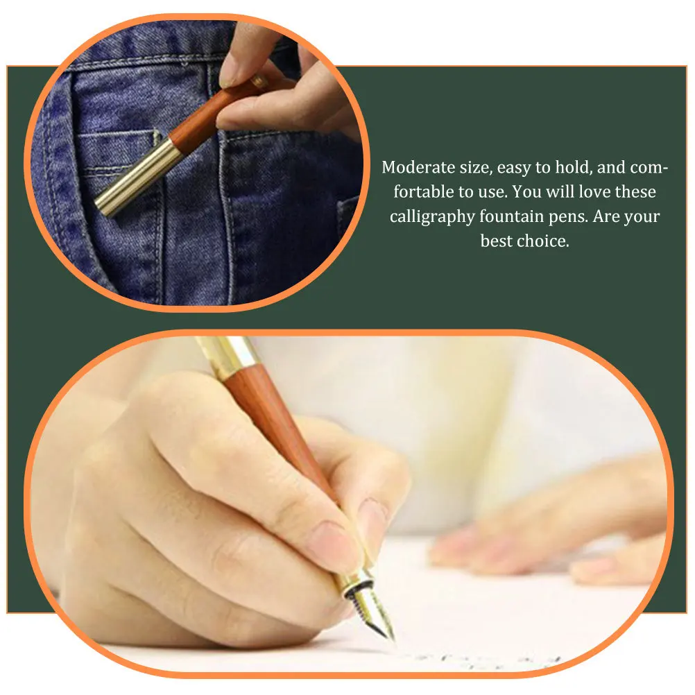 

Каллиграфическая перьевая ручка премиум-класса: дерево и металл, компактный дизайн, легкая, удобная для переноски, для школы, офиса, дома, подарок студенту