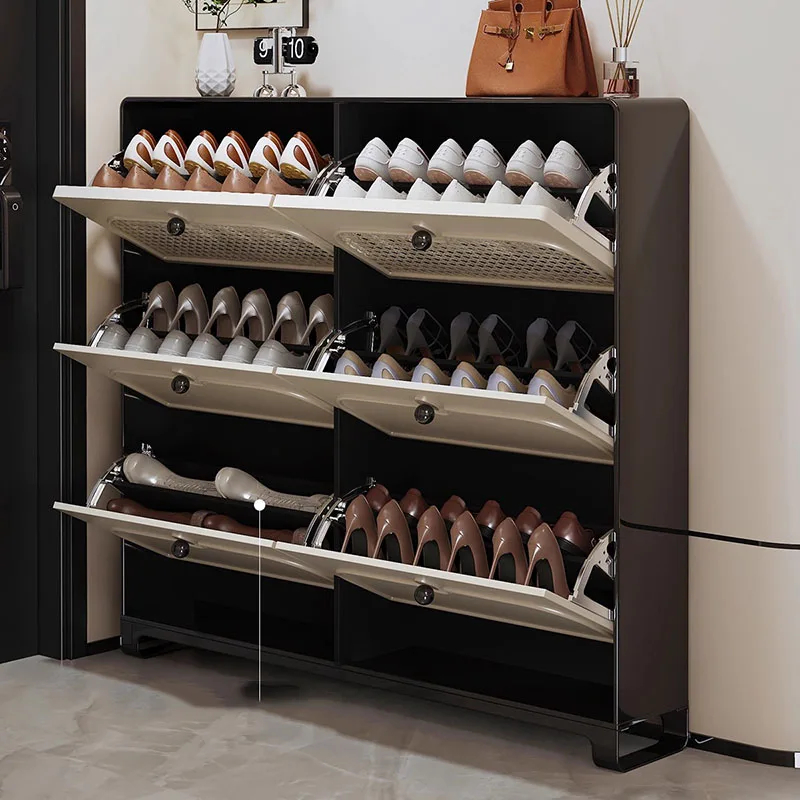 خزانة الأحذية العمودية الحديثة المنظم تخزين غرفة المعيشة المتنقلة صندوق عرض رف الأحذية الفاخرة مصمم موبليس أثاث المنزل #5