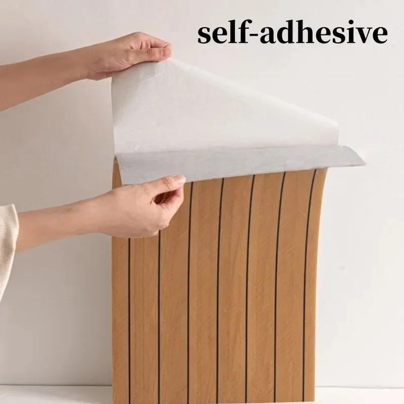 Tapeta imitująca drewno z płaskim wzorem, samoprzylepna, gruba pianka, naklejki ścienne do dekoracji sypialni, kawiarni.