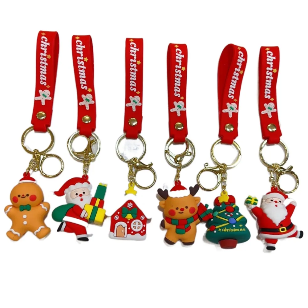 

Cartoon 3D Christmas Keychain Santa Claus Soft Glue Bag Charms Jewelry Schoolbag Doll Pendant Key Chain Key Accessory Toy Gift