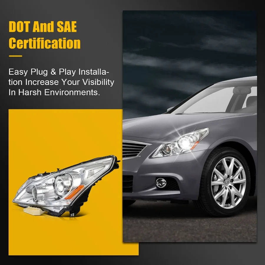 Left Side Halogon Headlight w/Projector For INFINITI For G37 For G25 2010-2013