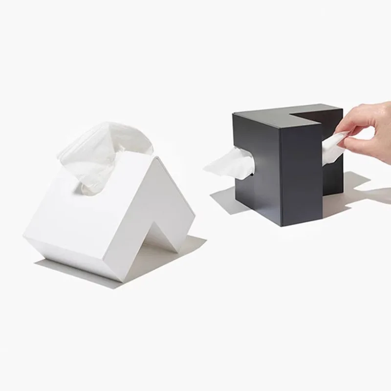 Creative Tissue Box High Value L-shaped Pumping Carton High Grade Light Luxury Tissue Storage Box Napkin Carton