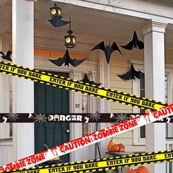 Halloween Party Decoration Warning Tape Scary Caution Tape Roll Hazard Warning Tape Indoor Outdoor Spooky DIY Prop Decorations