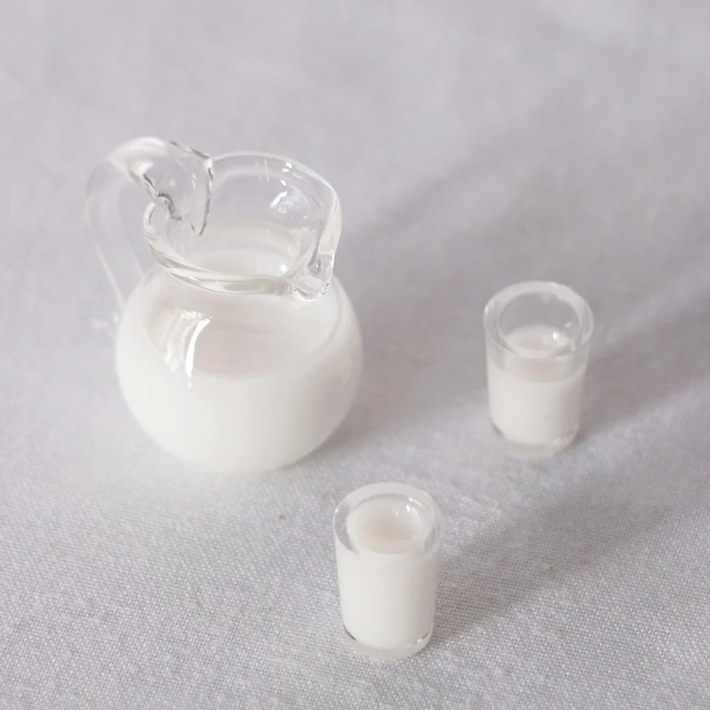 

2 Sets Miniature Juice Glass Jug Home Decor Water Pitcher For Dollhouse Decorate