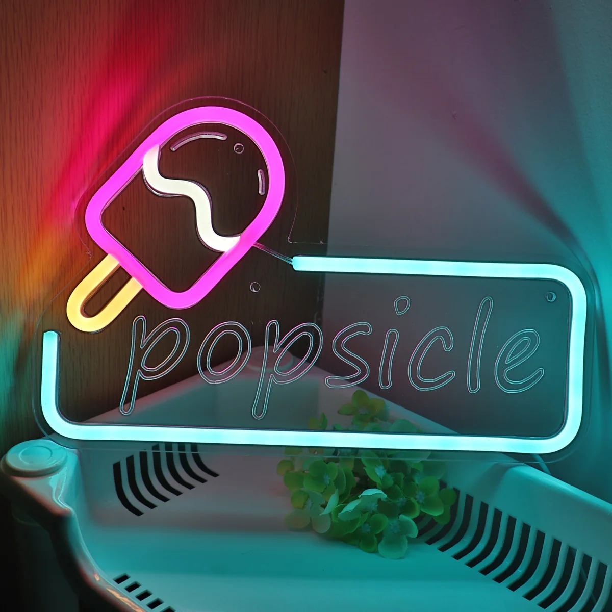 1pc Bright 5V USB  Popsicle Wall LED Neon Sign Light For Party Gallery Pub Club Bar Shop Decoration 11.42''*7.2''''