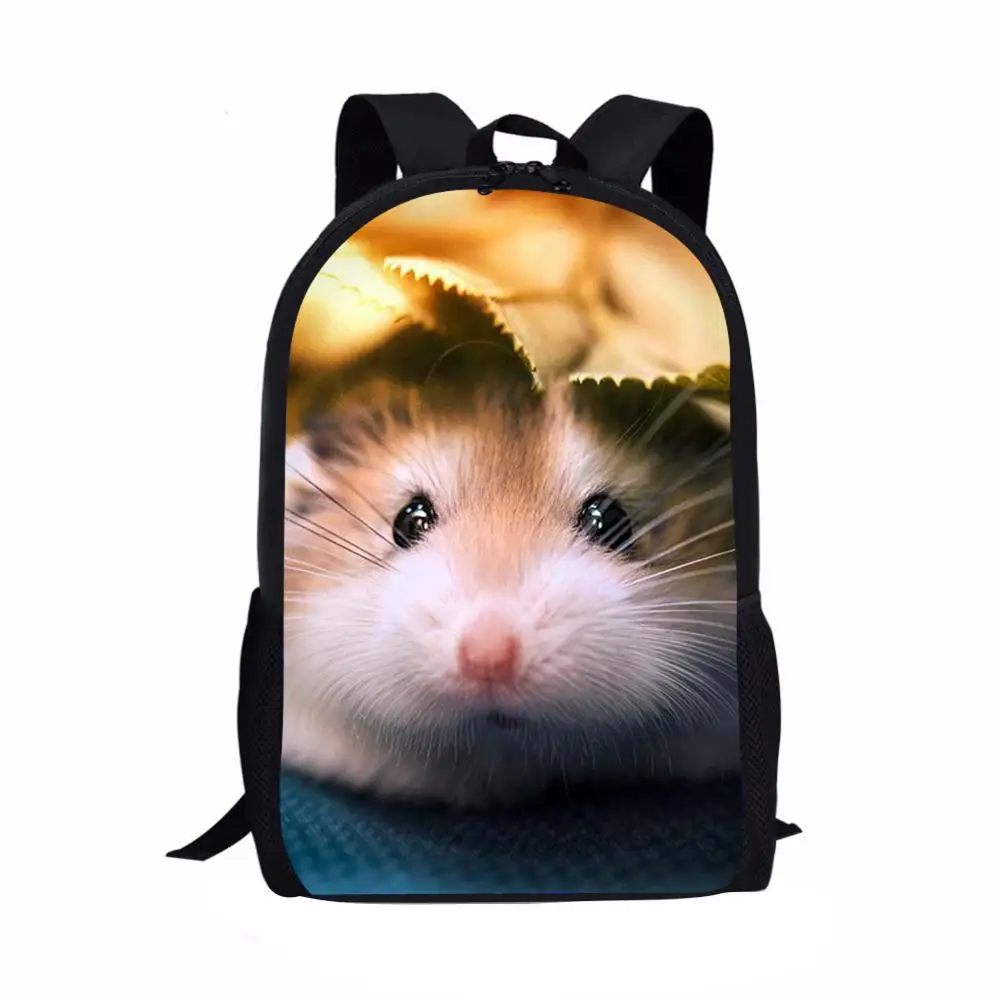 Cute Hamster Print Children School Bag Student Book Bag Kids Shoulder Backpack Boy Girl Daily Casual Backpack Travel Rucksacks