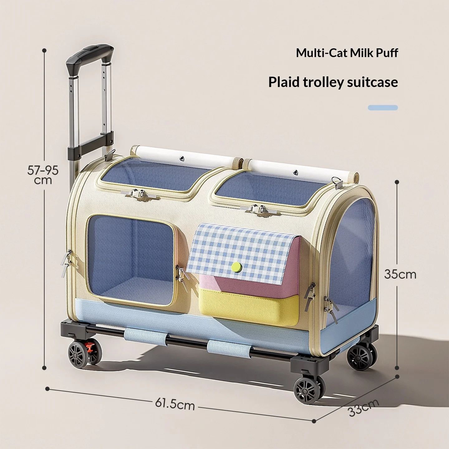 Maleta transportadora para gatos con ruedas, mochila viaje y vibración - imagen 3