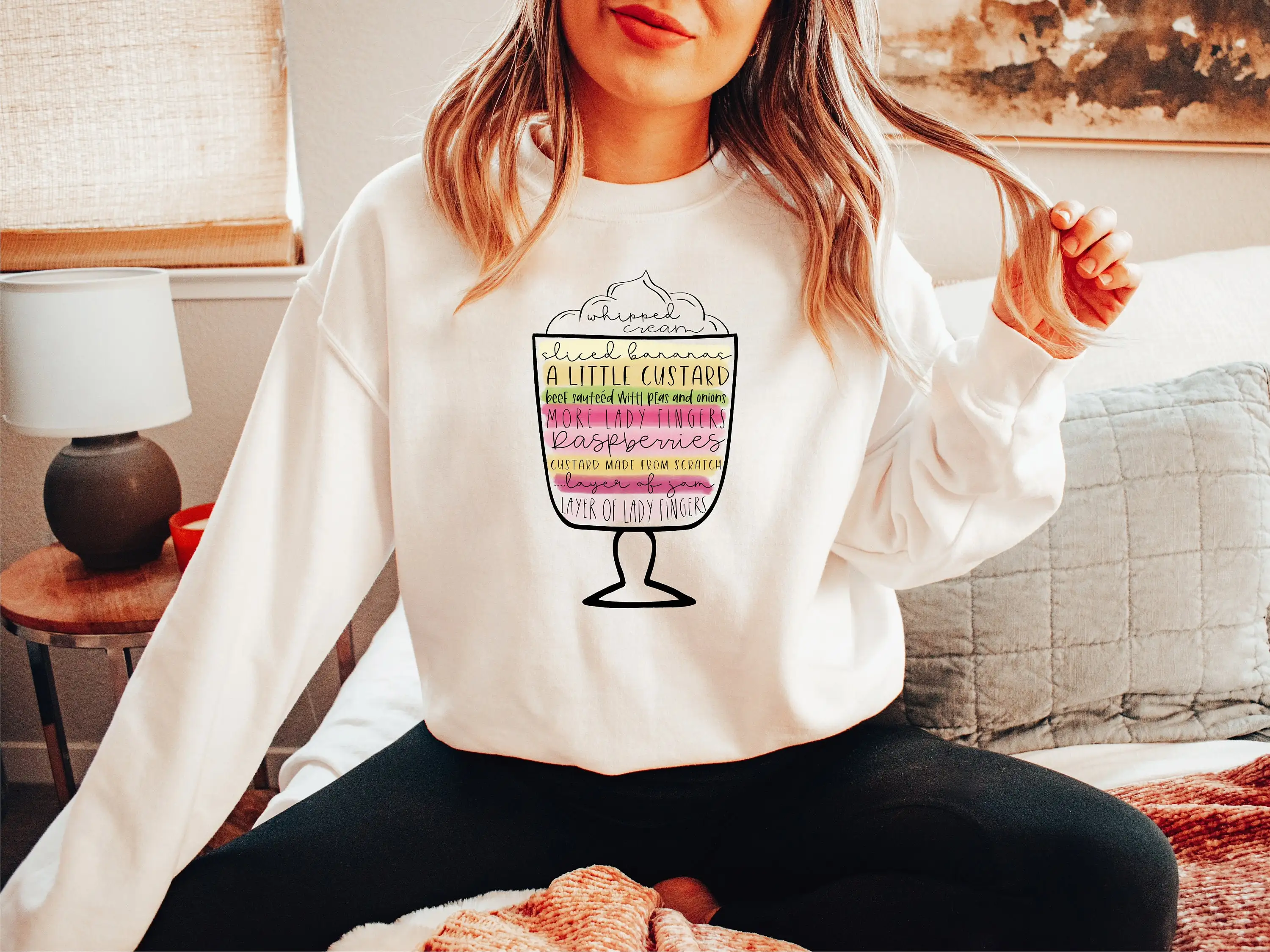 2023 New Voguish Artsy Women Sweatshirt  A Little Custard Print Girl Tops Cute A Cup of Cream Ice Cream Print Female Sweater