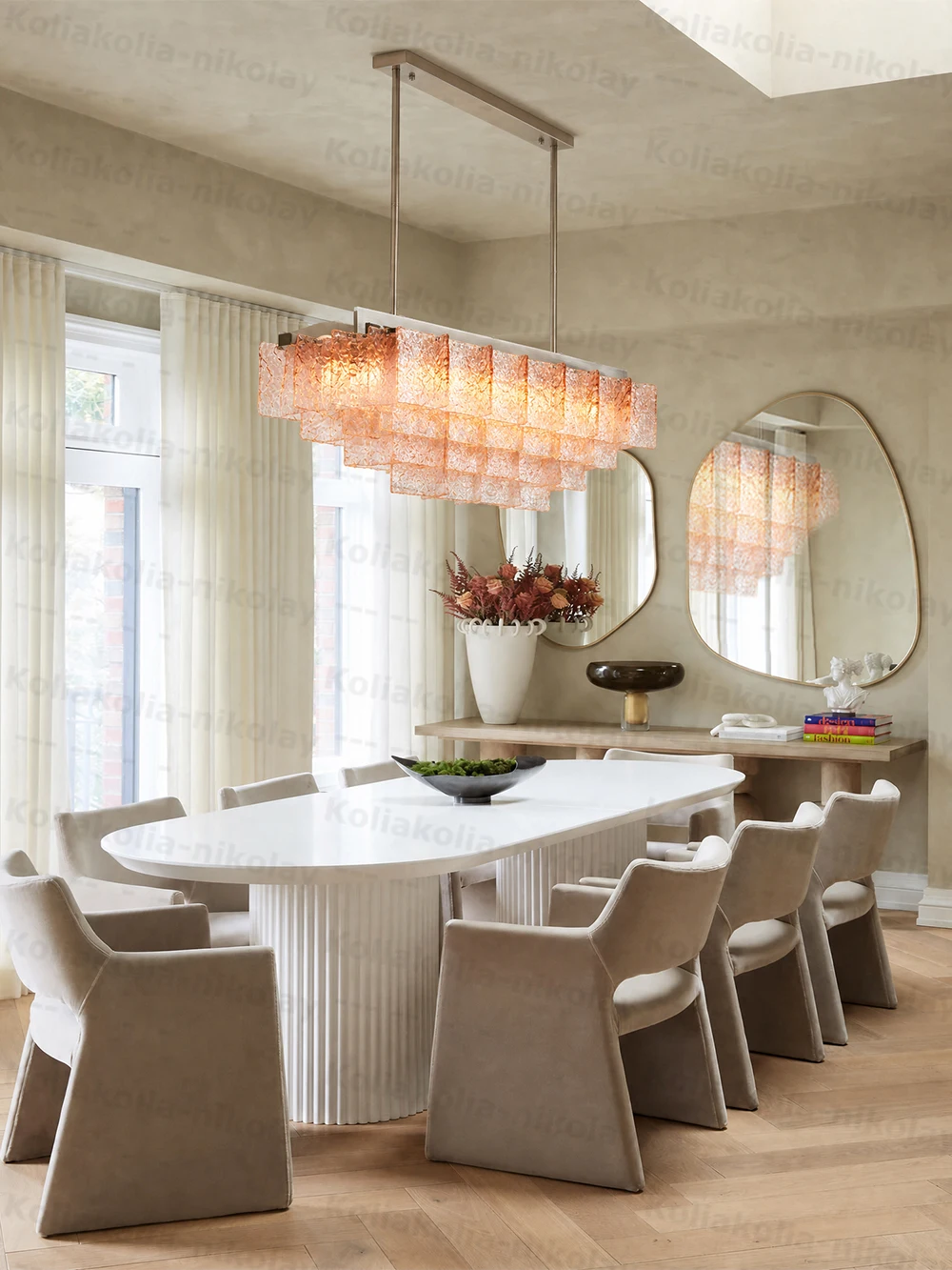 Trendy Glass Art Chrome Gold Dimmable LED Chandelier Indoor Lighting Hanging Lamp Decoration