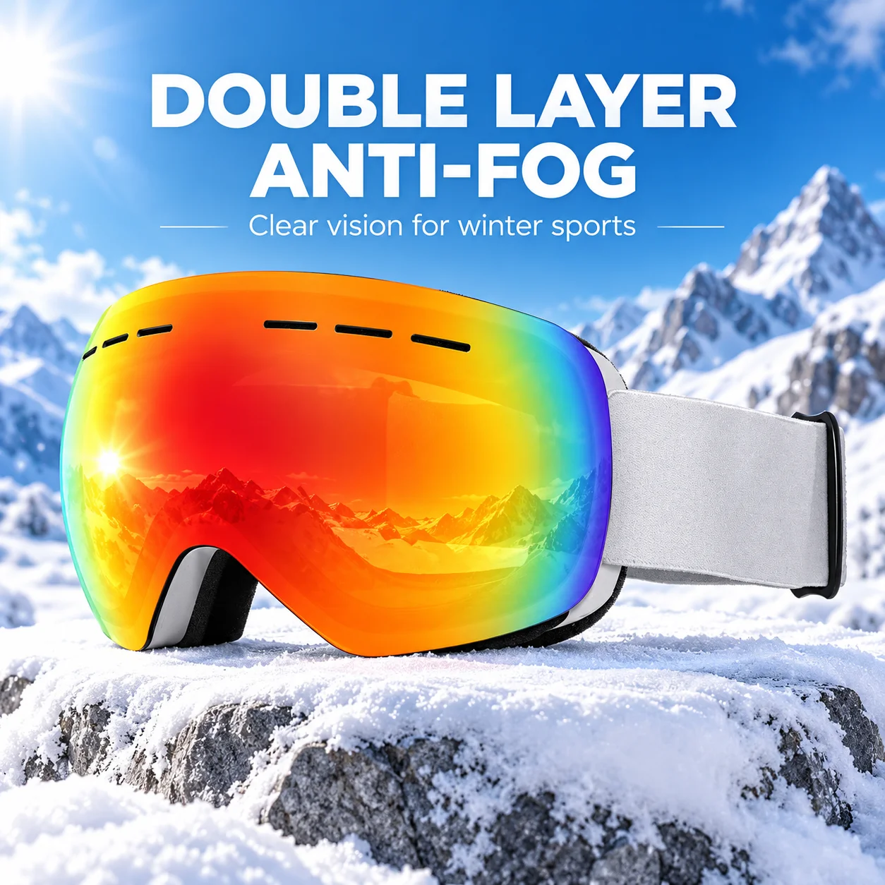 Karos Skiing Goggles Double Layer Anti Fog UV400 Winter Glasses Wide Vision Snowboard Eyewear for Ski Snowmobile Snow Sports 3