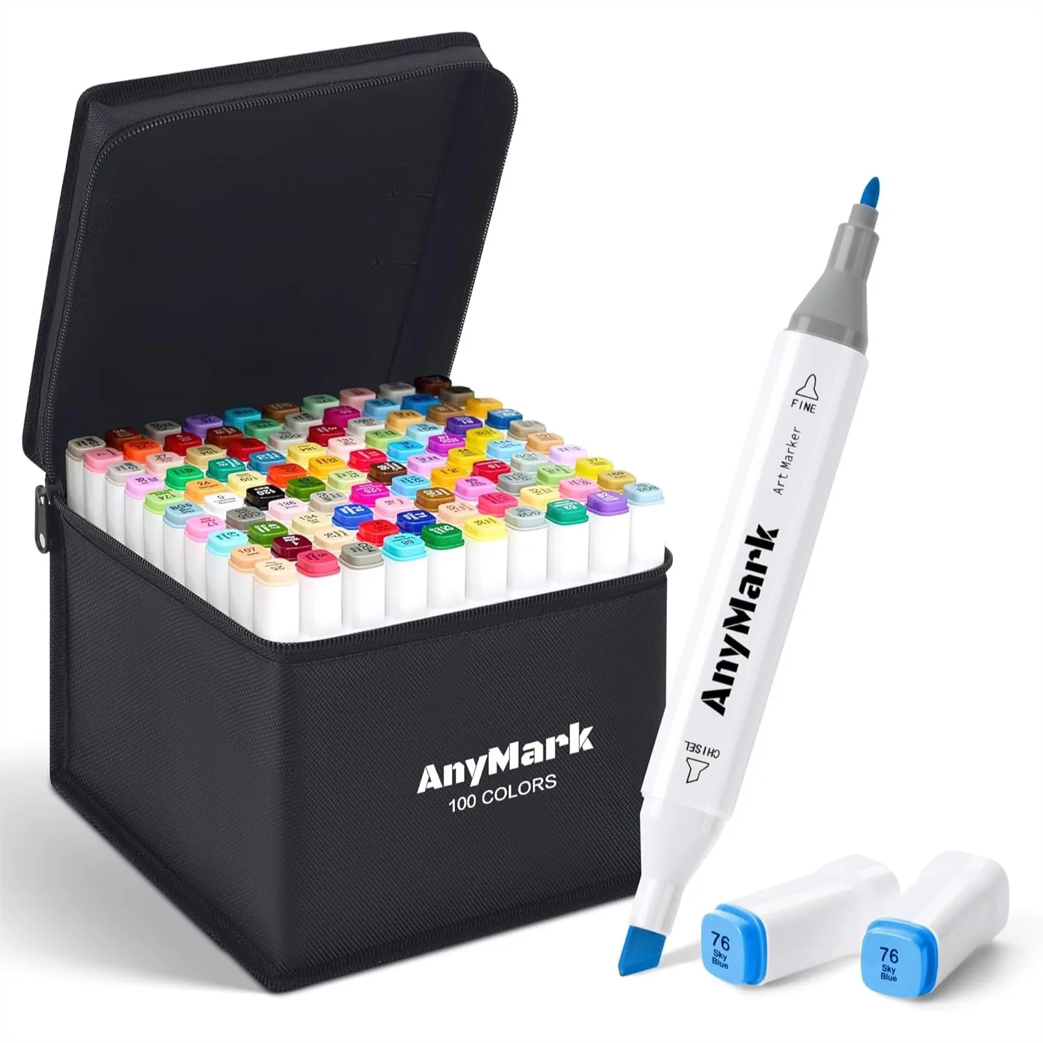 

Alcohol Markers Set 100 Colors Dual Tip Art Coloring Markers for Adult Book Drawing Sketching Painting with Chisel & Fine Tips