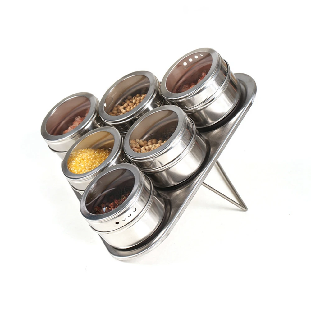 1 Set Eco-Friendly Spice Jar Seasoning Rack Rust-Proof Stainless Steel Magnetic Spice Organizer Box Kitchen Organizer B