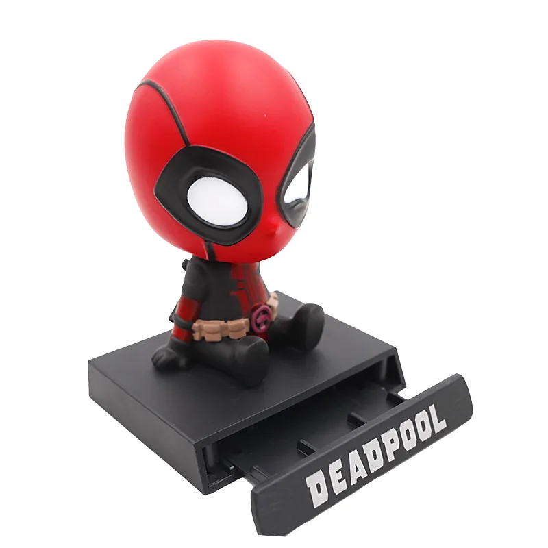 Poupée à tête oscillante Marvel Spider-Man Iron Man Hulk Deadpool de 12 cm, décoration de voiture, accessoires automobiles, jouets, support de téléphone portable, cadeaux