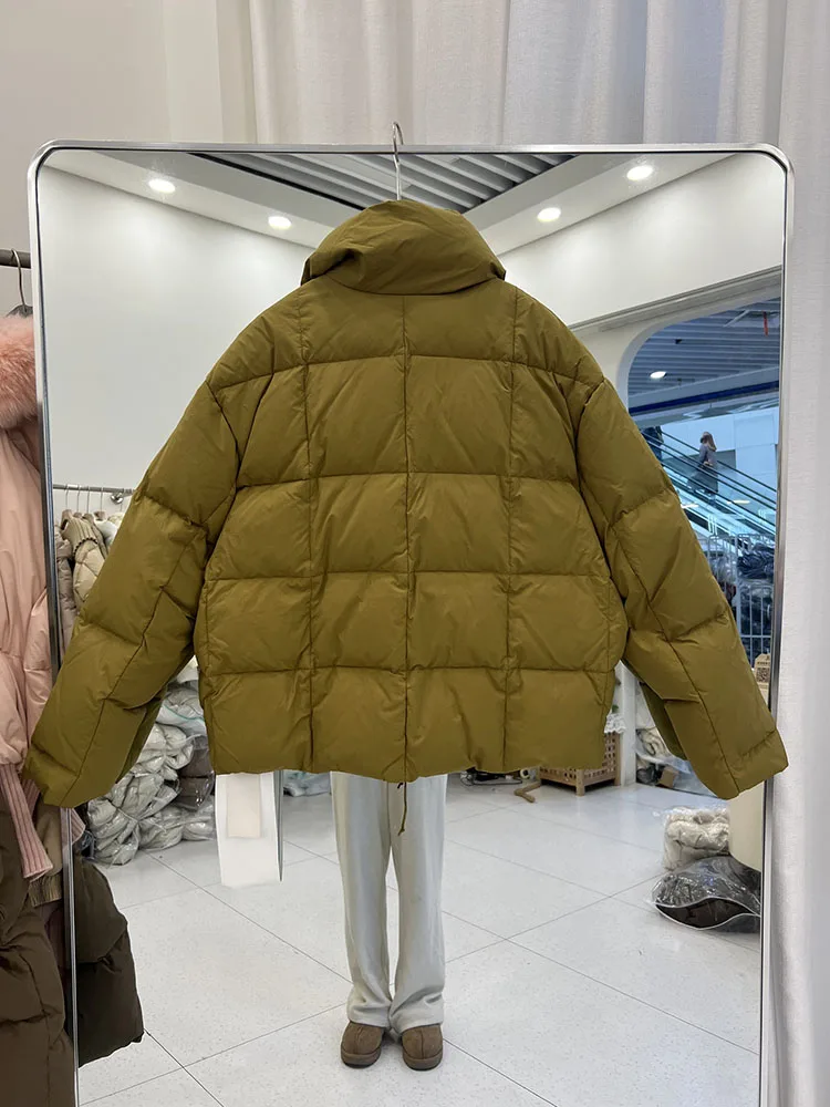 Hiver nouvelle doudoune femmes 2025 version coréenne col montant ample et à lacets décontracté blanc canard doudoune à la mode