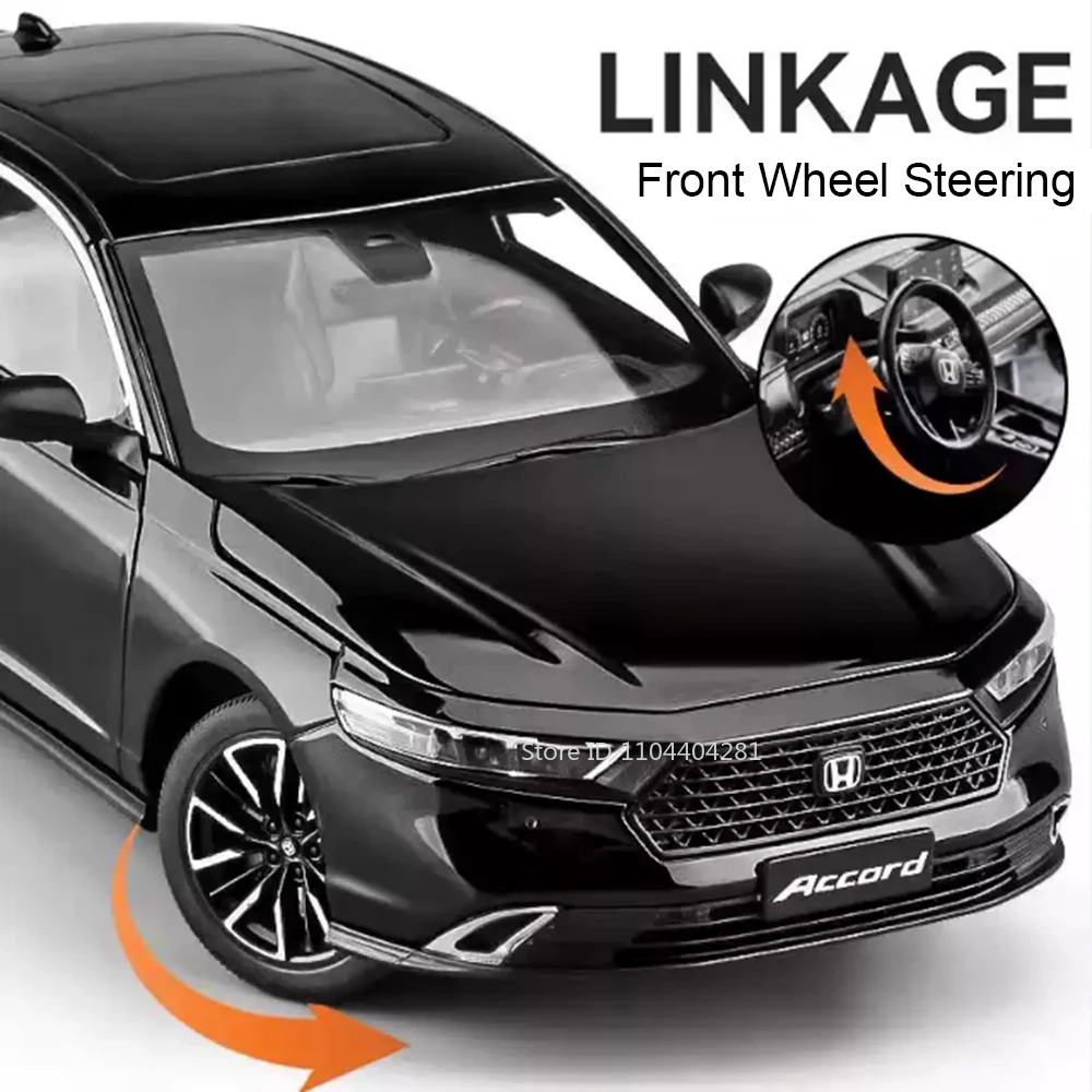 1:18 HONDA Accord Alloy Miniature Model Diecast Toy Door Opened Sound Light Pull Back Front Wheel Steering Classic Birthday Gift