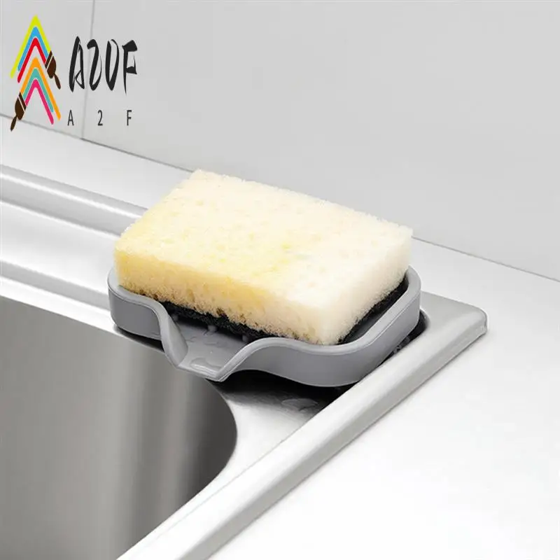

A20F-Self Draining Soap Bar Holder Silicone Kitchen Sink Soap Dish Tray Counter Organizer
