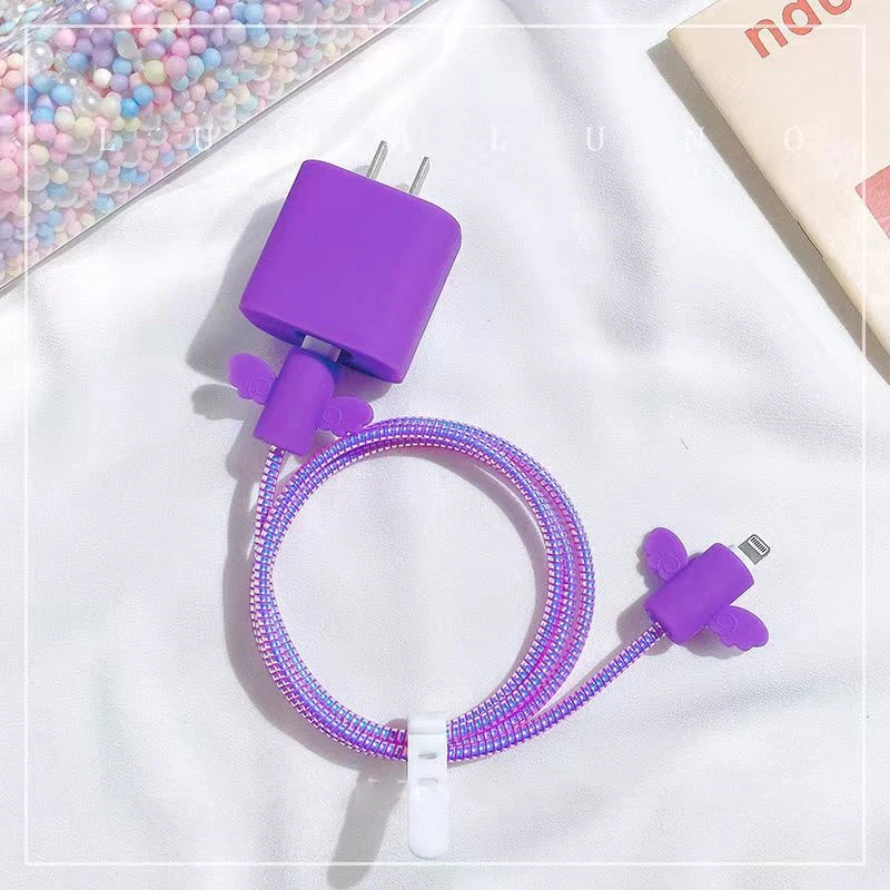 New Cute Angle Charging Protector Cover For Iphone 12 13 14 18W-20W Charger Plug Data Line Protection Usb Protector Accessories