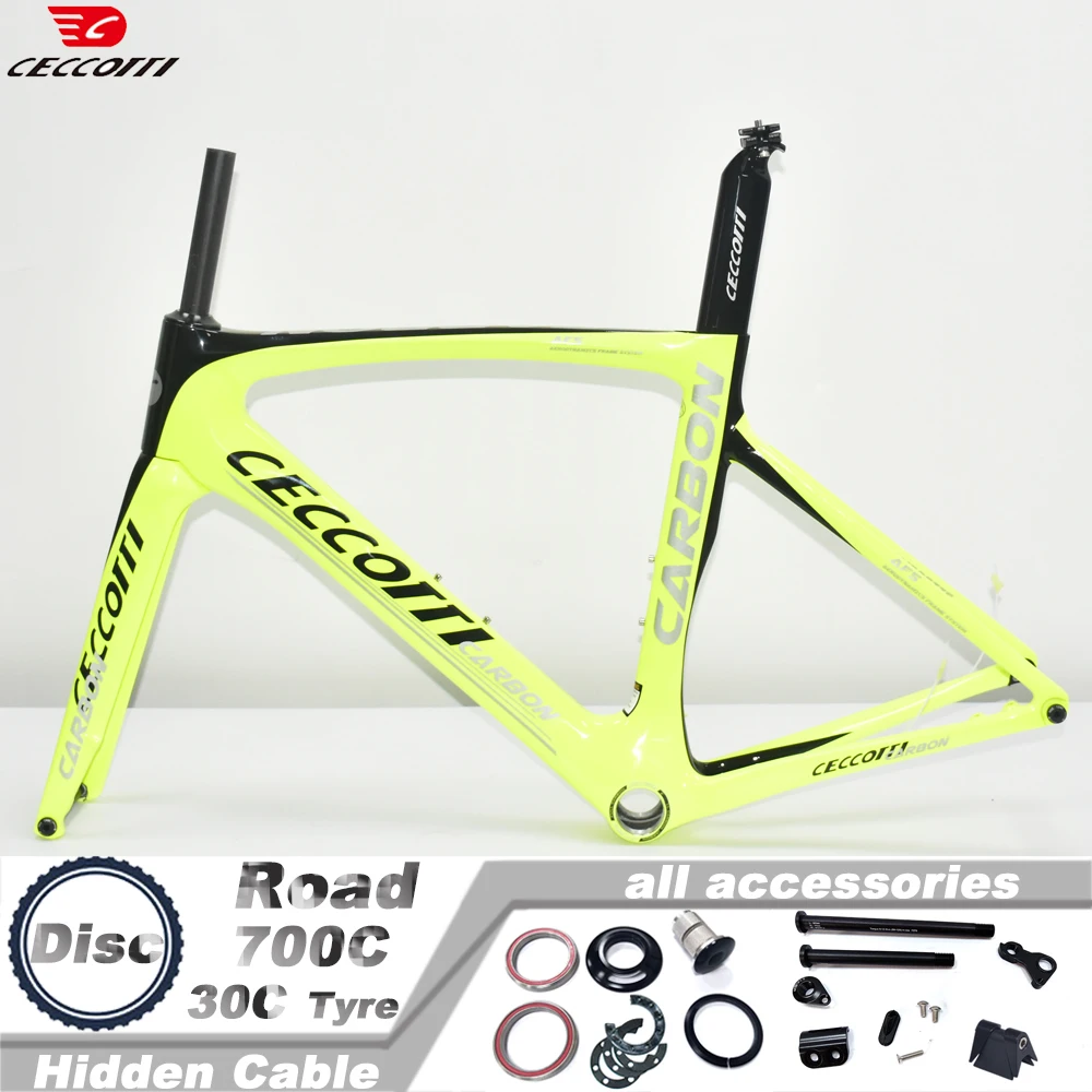 CECCOTTI RF27 Model 700C Road Bike Frame Disc Brake And Full Inner Cable Design Bicycle Frameset Carbon