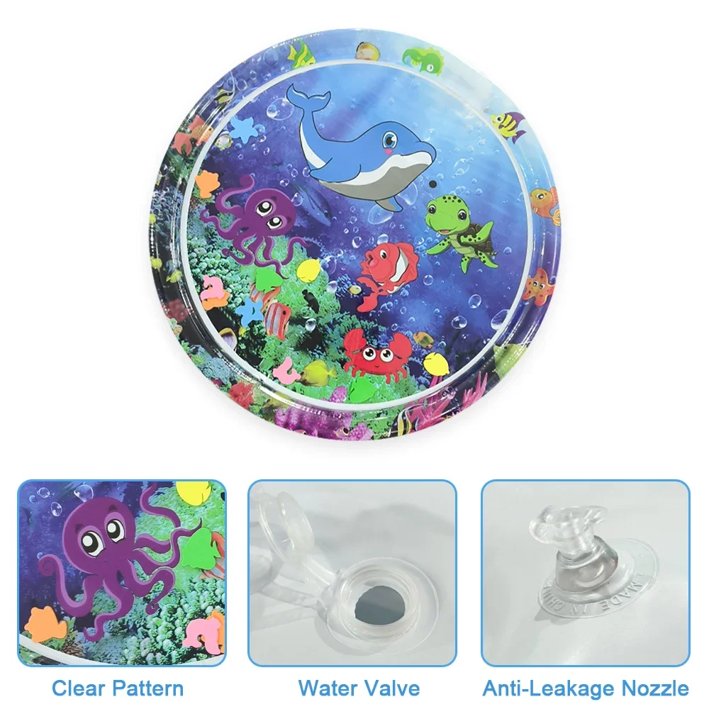 Tapis d'eau gonflable en PVC pour bébé, 100cm/39.37 pouces, 1 pièce, poulpe violet, tapis de jeu pour tout-petits, jouet d'activité d'éducation précoce pour enfants